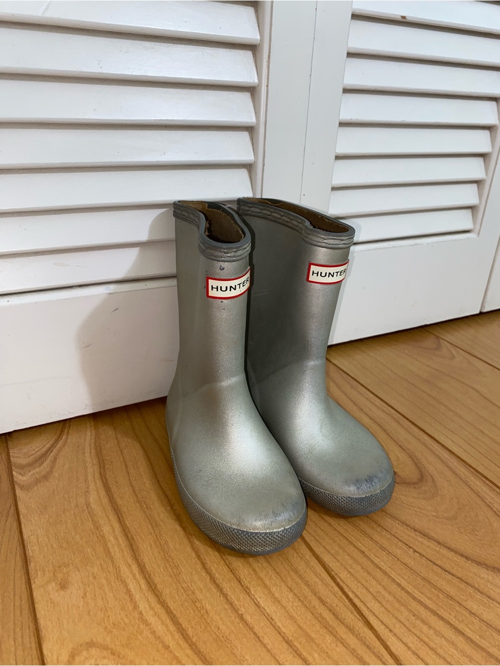 Hunter Kids Silver Metallic Rain Boots